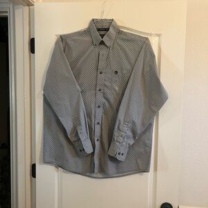 Wrangler Men's Gray Geometric Button Down Shirt